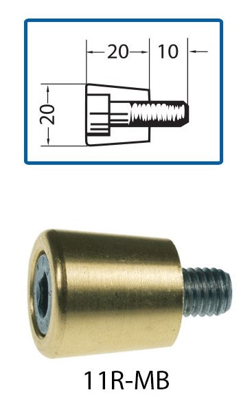 Wall bolt head, brass with hexagon socket screw M8x22