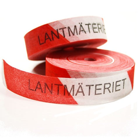 Environmental marking tape, two-color, with the text "Lantmäteriet"